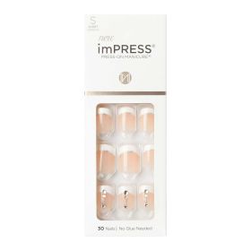 KISS imPRESS Press-on Manicure, French Tip, Short, Square, 'Falling', 33 Ct