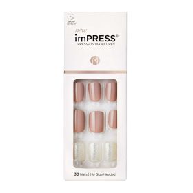 KISS imPRESS Press-on Manicure, Beige, Short Square, 'One More Chance', 33 Ct