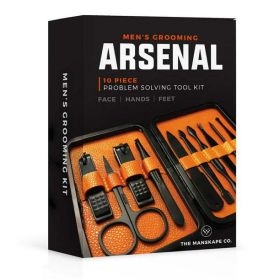 Wild Willies Arsenal Manicure and Pedicure Set, Men's Grooming Kit, Black, 10 Pieces