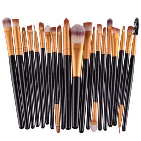 20Pcs Makeup Brushes Set Professional Plastic Handle Soft Synthetic Hair Powder Foundation Eyeshadow Make Up Brushes Cosmetics (Handle Color: BlackGold)