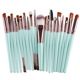 20Pcs Makeup Brushes Set Professional Plastic Handle Soft Synthetic Hair Powder Foundation Eyeshadow Make Up Brushes Cosmetics (Handle Color: GreenGold)