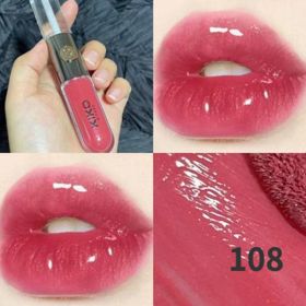 KIKO Make up Lip Oil Lip Glaze Non-Fading Lipsticks Makeup Gloss Milk Tea Mirror Transparent Lip Color Double Headed Lip Gloss (Color: 108)