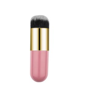 New Fashion Chubby Pier Foundation Brush Flat Cream Makeup Brushes Professional Cosmetic Brush highlight brush loose powder brus (Handle Color: Pink gold)