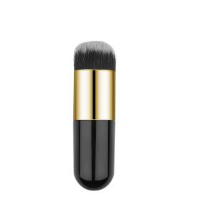 New Fashion Chubby Pier Foundation Brush Flat Cream Makeup Brushes Professional Cosmetic Brush highlight brush loose powder brus (Handle Color: Black gold)