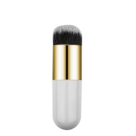 New Fashion Chubby Pier Foundation Brush Flat Cream Makeup Brushes Professional Cosmetic Brush highlight brush loose powder brus (Handle Color: White gold)