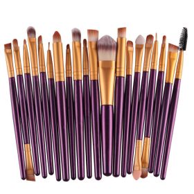 20Pcs Makeup Brushes Set Professional Plastic Handle Soft Synthetic Hair Powder Foundation Eyeshadow Make Up Brushes Cosmetics (Handle Color: PurpleGold)