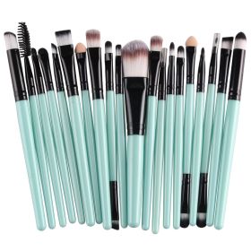 20Pcs Makeup Brushes Set Professional Plastic Handle Soft Synthetic Hair Powder Foundation Eyeshadow Make Up Brushes Cosmetics (Handle Color: GreenBlack)